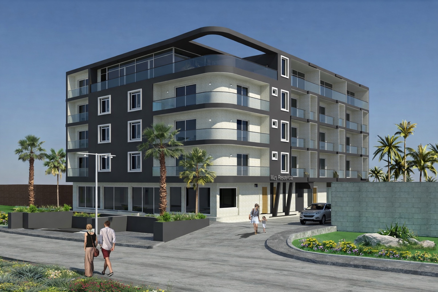 Residencial Mizé main façade — architectural visualisation