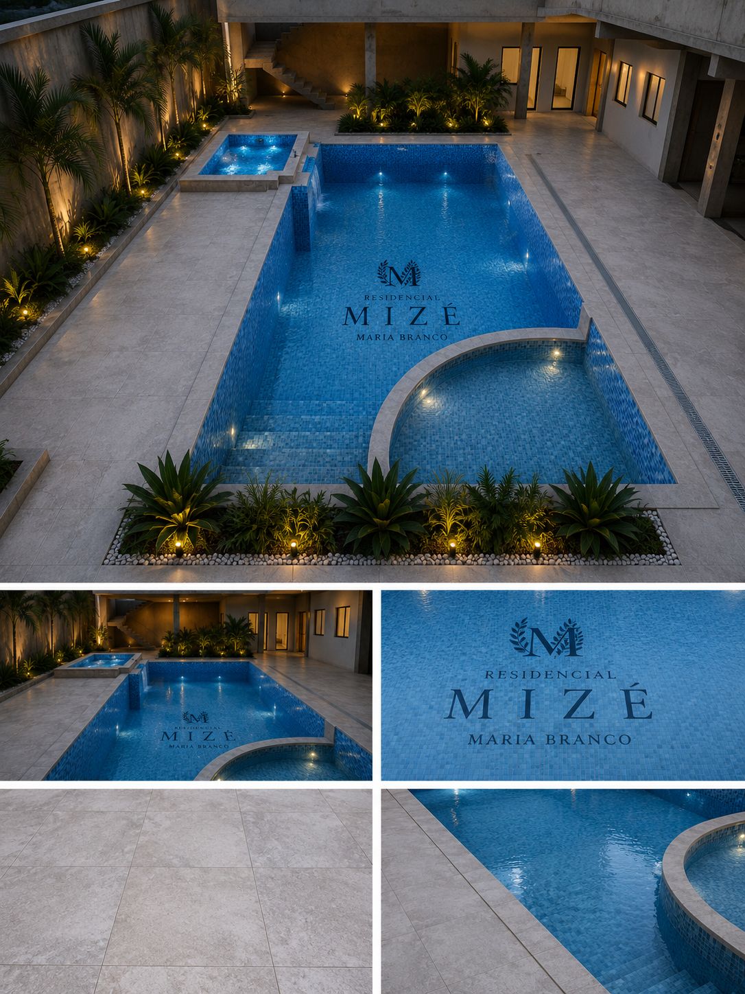 Real swimming pool at Residencial Mizé with the inscription Residencial Mizé — Maria Branco